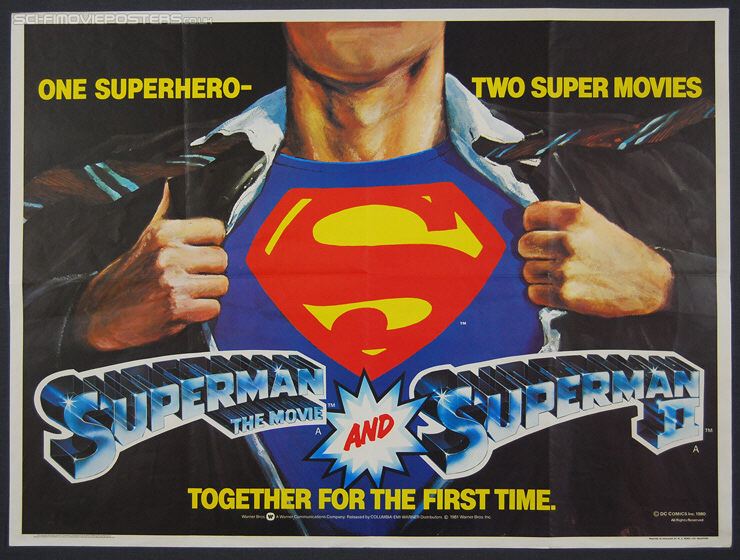 Superman I + II - Double Bill (1980) - Original British Quad Movie Poster