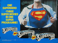 Superman I + II + III Tripple Bill (1984) - Original British Quad Movie Poster